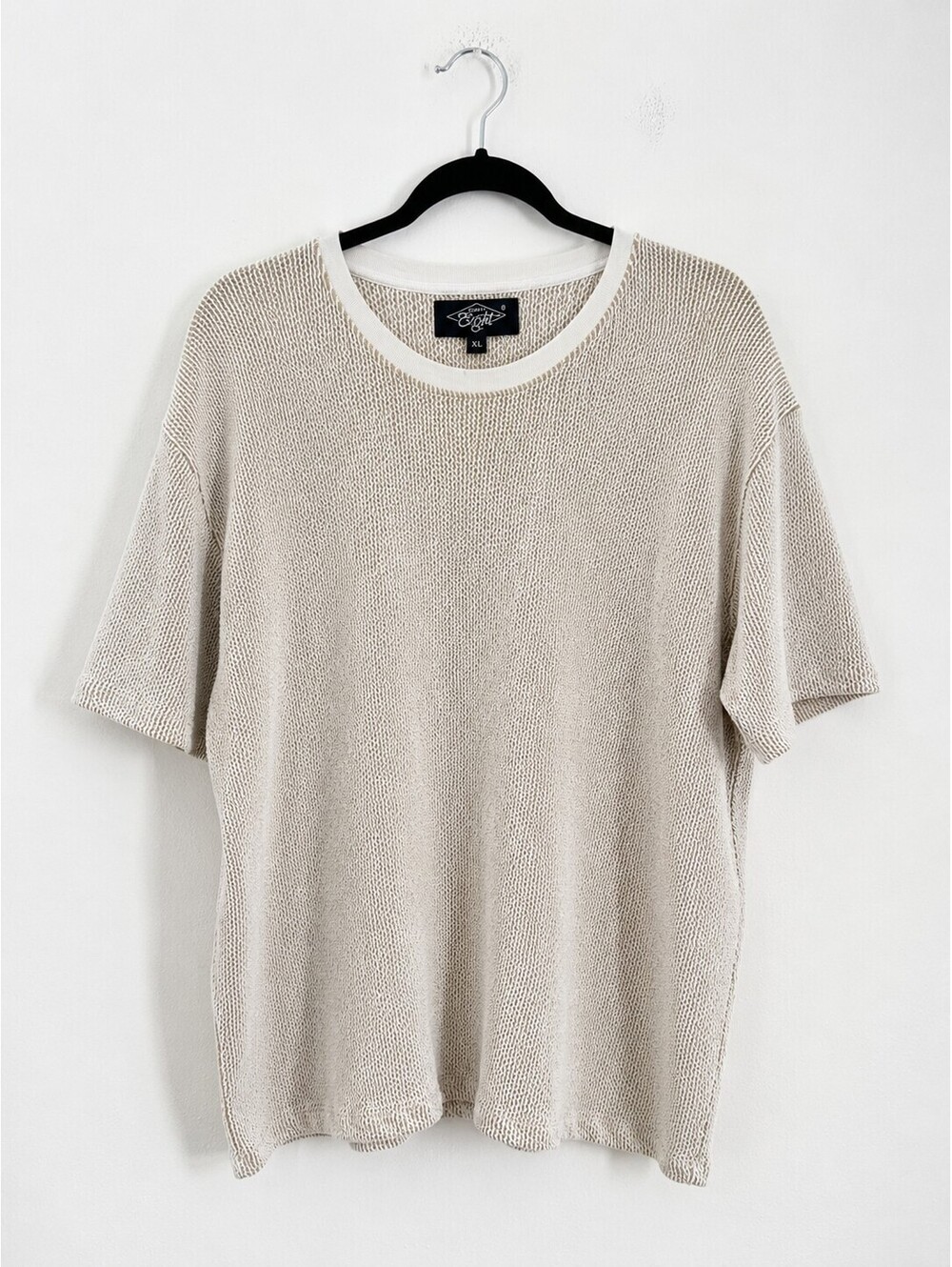Eighty Eight Beige Reverse Knit Textured Short Sleeve Top Size XL